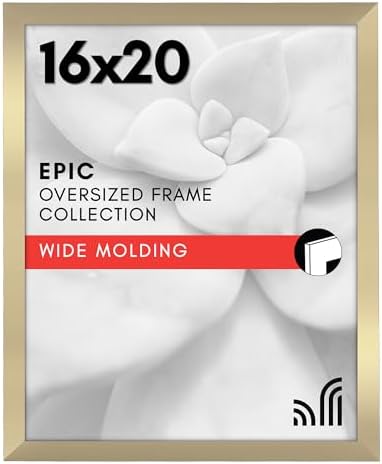 Americanflat 16x20 Poster Frame - Gold Engineered Wood with Polished Plexiglass - Wide Picture Frame for Vertical or Horizontal Wall Display - Epic Collection - Gold by Americanflat