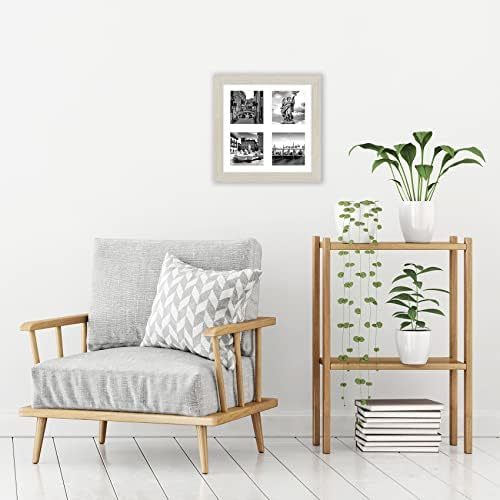Americanflat 4x4 Picture Frame Collage with Shatter-Resistant Glass - Fits Four 4x4 Photos or Use as One 10x10 Picture Frame - Signature Collection - Collage Frames for Wall Display - Light Wood - Image 5