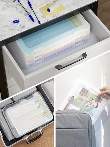 8-Pack A4 Plastic Paper Organizer Box, Scrapbook Storage for 8.5” x 11” Letter Papers, Portable Document Holder, Board Games Art Supplies Sticker Organizers (2 Inner Size) - Image 6