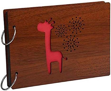 Gesteh DIY Scrapbook Album 8 X 6 inches with 1PC Photo Corner Sticker Album Wood Cover Picture scrape Book for Anniversary Wedding Guest sign in Book new born babies Couples Graduation (Giraffe) by zmgmsmhendlessefforts