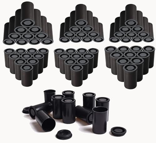 70 Pieces Film Canisters w/Caps,35MM Empty Camera Reel Containers, for Rockets, Black, 8 OZ, 2" H, 1" W, Plastic, Films Developing Processing Tube, Roll Case, Small Accessories, Storage by Sisims