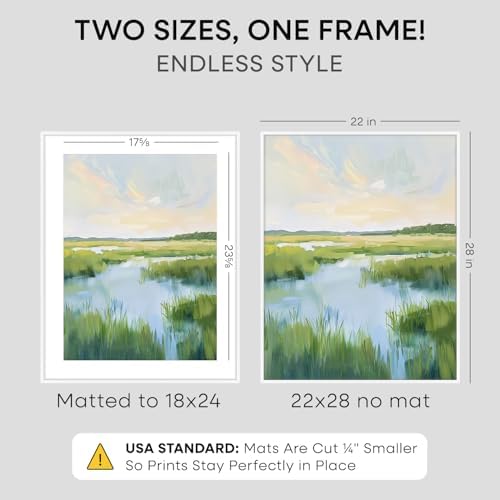 Homeforia 22x28 White Poster Frame, High-End Metal, 18x24 Mat, Glass - Image 3