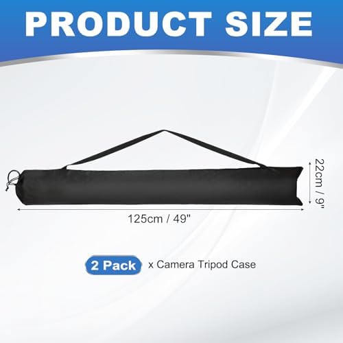 PATIKIL 49 x 9 Inch Tripod Carrying Case, 2 Pack Camera Tripod Carrying Bags Oxford Cloth Padded Bag for Camera Gear Mic Light Stand Sheet Music Photography Accessories, Black - Image 2