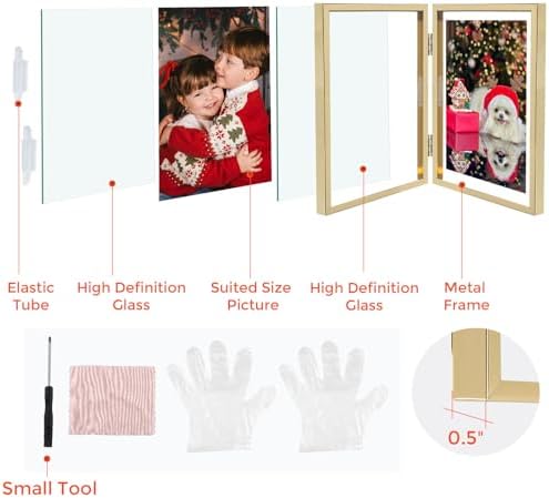 Golden State Art 6x8 Double Picture Frame with Real Glass, Light Gold - Image 2