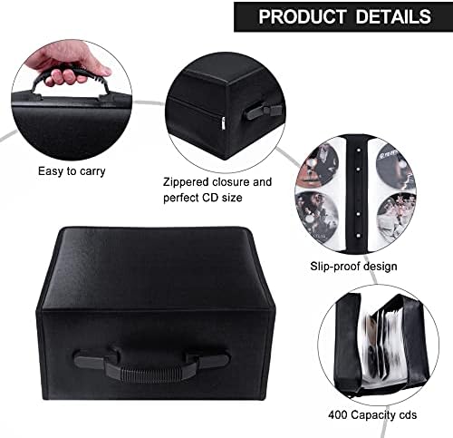 CD/DVD Portable Storage Binder with Handle, 400‑Capacity, (Black) - Image 4