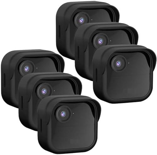 Silicone Case Cover for All-New Blink Outdoor 4 (4th Gen), Weatherproof Protective Skin Cover with Hat Brim, 6 Pack, Black by QOPOTO