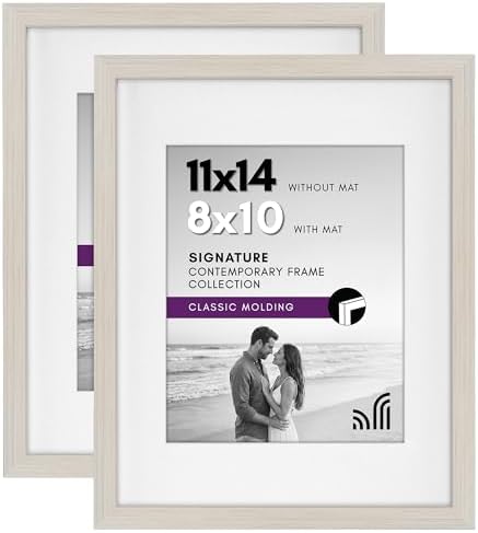 Americanflat 11x14 Picture Frame 2-Pack - Matted to 8x10 - Light Wood by Americanflat