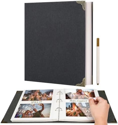 Vienrose 3-Ring Self-Adhesive Photo Album 9x10.6 In, 40 Pages, Black by Vienrose