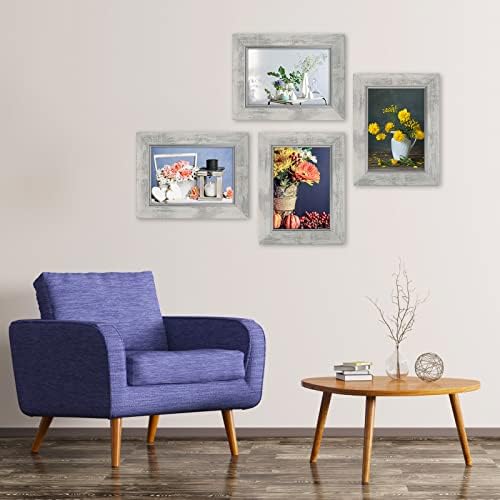 XUANLUO 5x7 Picture Frames Set of 4,Rustic Retro Photo Frame(White) - Image 4