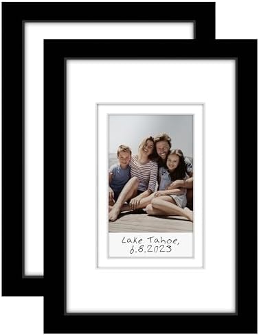 Americanflat 4x6 Picture Frame - Set of 2 - Use as 2x3 Frame with Mat for Instant-Print Photos - Black Mini Picture Frames for Tabletop and Wall Display with Shatter-Resistant Glass by Americanflat