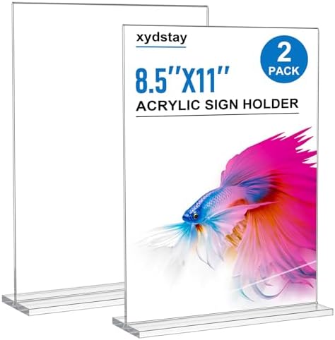 xydstay 8.5x11 Acrylic Sign Holder,Clear Table Display Stand,2 Pack by xydled