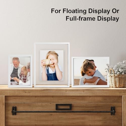 Egofine 8x10 Floating Frames Set of 2, Double Plexiglass Picture Frame, Made of Solid Wood Display Any Size Photo up to 8x10, Wall Mount or Tabletop Standing, White - Image 5