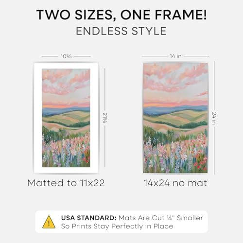 Homeforia 14x24 Silver Picture Frame, High-End Metal, 11x22 Mat, Glass - Image 2