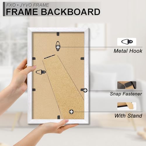 6x11 Picture Frame Set of 2 White Engineered Wood Tabletop/Wall Hanging - Image 6