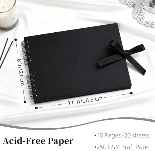 Vienrose Scrapbook Album 80 Pages 11x8 Inch Black - Image 3