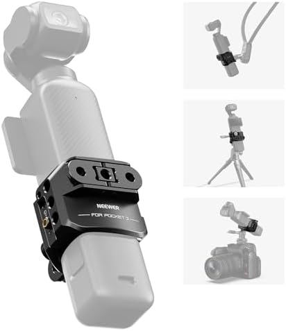 NEEWER Pocket 3 Cage, Aluminum Alloy Gimbal Camera Video Recording Rig with Built in Action Camera Accessory Adapter 1/4" Threads Compatible with DJI Osmo Pocket 3, No Assembly Needed, AC009 by Neewer