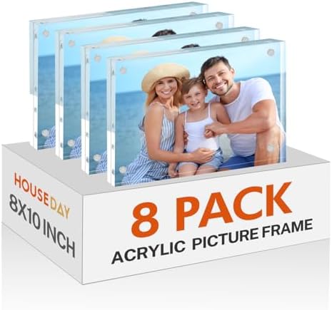HOUSE DAY Acrylic Picture Frames 8x10, 8 Pack Magnetic 8x10 Picture Frame by HOUSEDAY