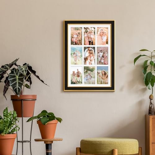 Suede 13.5x19.5 Picture Frame Display 9 Opening 4x6 Picture Frames Collage Wall Decor with Mat,Multi Photo Frame for Plexiglass,Wall Decor,1Pack,Black - Image 6