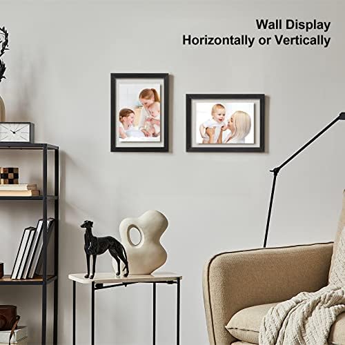 Egofine 5x7 Floating Frames Set of 2, Double Plexiglass Picture Frame, Made of Solid Wood Display Any Size Photo up to 5x7, Wall Mount or Tabletop Standing, Faded Black - Image 6