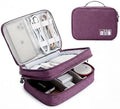 Lanola Travel Cable Organizer Bag, Electronic Accessories Case Portable Double Layer Cable Storage Bag for Cord, Charger, Flash Drive, Phone, SD Card,Personal Items - (Purple) by Lanola