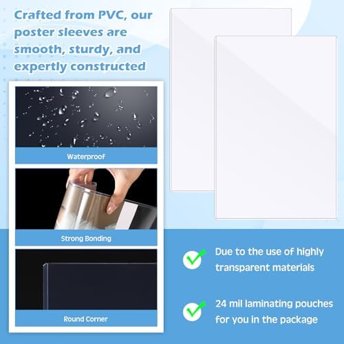 AmazingSpark 2 Pcs Rigid Print Protectors 24 x 36 Inch Clear Poster Protector Sleeve Sheet PVC Clear Sheet Holder for Photo Document Magazine - Image 3
