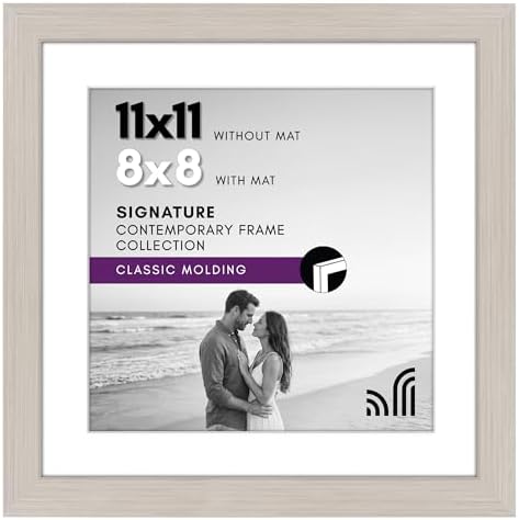 Americanflat 11x11 Picture Frame with Shatter-Resistant Glass - Use as 8x8 Frame with Mat or Display 11x11 Photo Without Mat - Signature Collection - Square Frames for Wall Display - Light Wood by Americanflat
