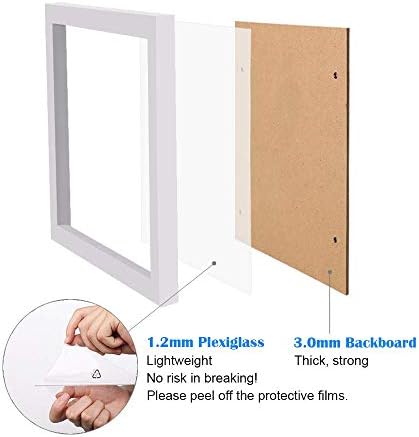 Egofine 8.5x11 Picture Frames Set of 4, Made of Solid Wood Covered by Plexiglass for Document,Diploma, Certificates and Degree, for Table Top Display and Wall Mounting Photo Frame White - Image 3