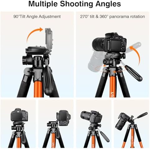 Tripod for Camera, 72" Tall Camera Tripod & Monopod with Remote, Professional Heavy Duty Compact Camera Stand for Phone, DSLR, Spotting Scope, Telescope, Binocular - Image 7