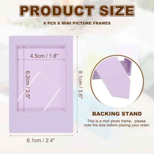 uxcell 8pcs Mini Picture Frames, 2.4 x 3.6 Inch Rectangular Film Photo Frame, Small Instant Film Photo Frame Holder for Tabletop Picture Display, Purple - Image 2