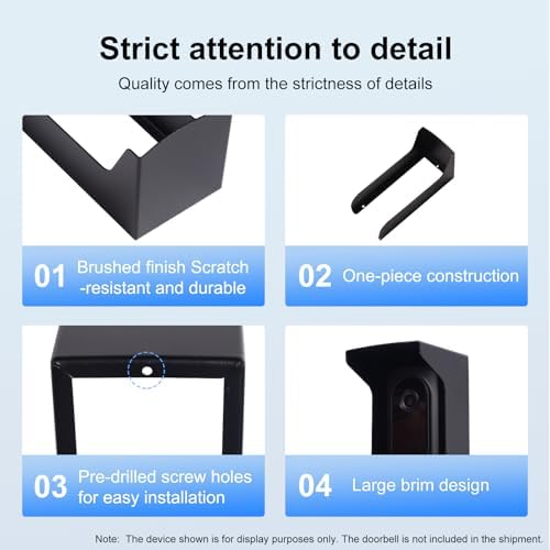Metal Doorbell Cover Weatherproof, Doorbell Rain Cover, Anti Glare Sun Shade, Compatible for Blink/Ring Pro2/Arlo/Wyze/Google Nest/Reolink Video Doorbell - Image 6
