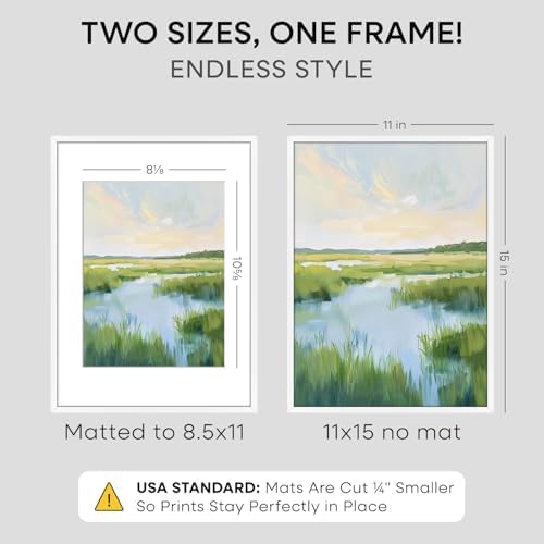 Homeforia 11x15 White Picture Frame, High-End Metal, 8.5x11 Mat, Glass - Image 2