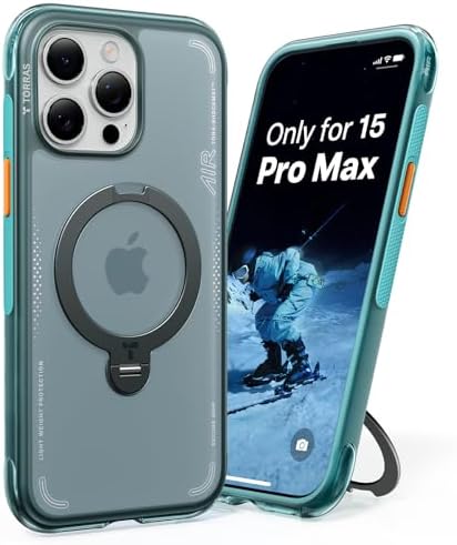 TORRAS Ostand Q3 Air for iPhone 15 Pro Max Case with Stand, Shockproof by TORRAS