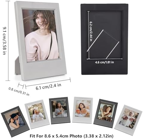 2x3 Photo Frames for Instax Mini EVO 13 12 Liplay SE Link 3 Camera Film, 3-inch Small Picture Frame for Mini 11 40 41 90 99 7+ Photo with Clear Protective Film (8-Packs Balck&Grey) - Image 3