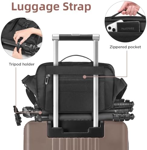 TAAOKA Camera Sling Bag,DSLR Camera Bag with Tripod Holder,Waterproof Camera Shoulder Crossbody Bag for Photographers (Black) - Image 5