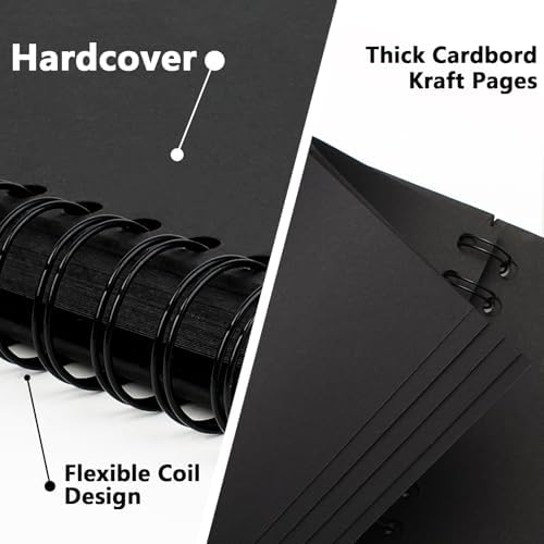 Scrapbook Photo Album DIY 12x12 Inch Thick Kraft 80 Pages Black - Image 6