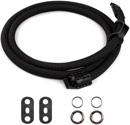 VOVMOEYA Nylon Braided Camera Rope Strap, Camera Neck Shoulder Strap with O-Ring for DSLR & Mirrorless Camera - Black - Image 2