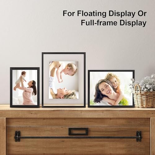 Egofine 8.5x11 Floating Frames Set of 2, Double Plexiglass Picture Frame, Made of Solid Wood Display Any Size Photo up to 8.5x11, Wall Mount or Tabletop Standing, Faded Black - Image 5