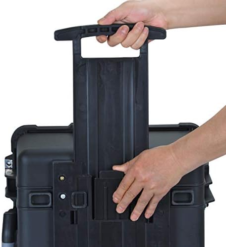 MEIJIA Rolling Waterproof Hard Protective Case, Hard Camera Case with Retractable Pull Handle and Wheels,Customizable Fit Foam Inserted, Black,24.64 X19.39 X13.78 inches - Image 5