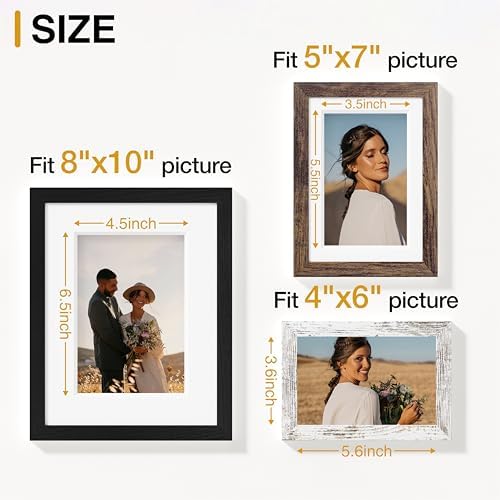 Vittanly 10 Pack Gallery Wall Frame Set, Black, Brown, Distressed White - Image 5