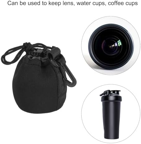 PATIKIL Camera Lens Bag, 2 Pcs 2.8" IDx3.9 H Drawstring Lens Pouch with Thick Protective Neoprene, Lens Case for DSLR Camera Lens, Water Coffee Cups Black - Image 6