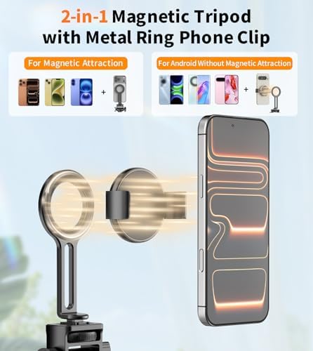 XXZU 74" Magnetic Phone Tripod with Phone Clip for Magsafe, Camera Tripod - Image 2