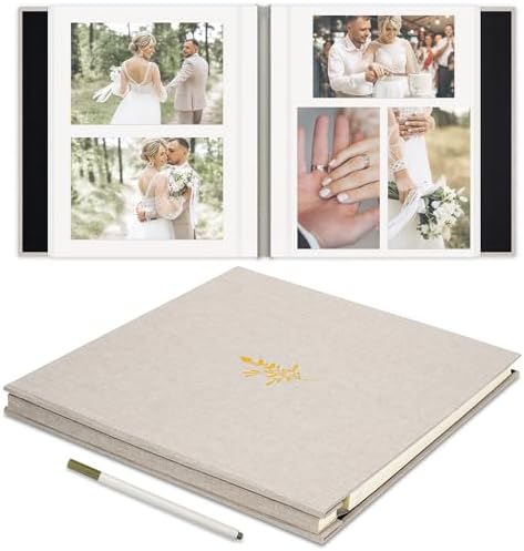 Self Adhesive Photo Album Linen Cover 40 Pages Beige by Remowith