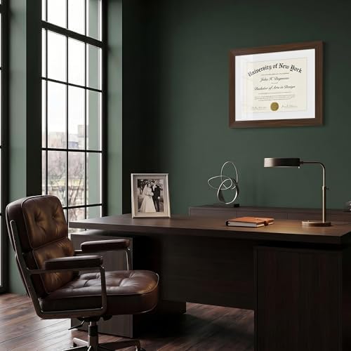 Americanflat 11x14 Diploma Frame with Shatter-Resistant Glass - Use as 8.5x11 Frame with Mat or Display 11x14 Documents Without Mat - Certificate Frames with Engineered Wood for Wall - Walnut - Image 4