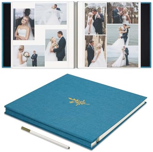 Self Adhesive Photo Album Linen Cover 60 Pages Sky Blue by Remowith