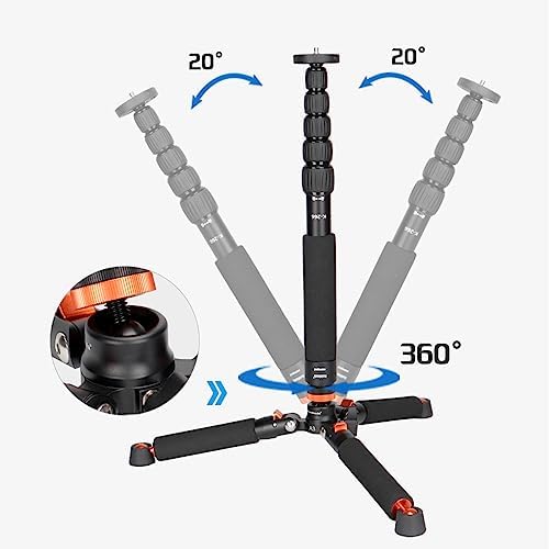 Koolehaoda 69" Camera Monopod with Removable Tripod Base, 6 Sections-Black - Image 2