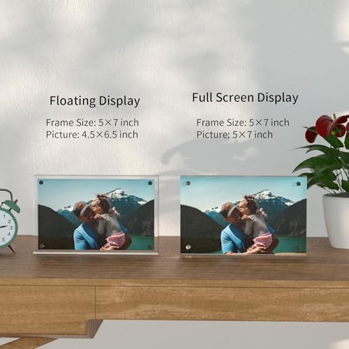 Sezanrpt 3 Pack Acrylic Picture Frames 5x7 Inch Free Standing, Clear Crystal 5'' x 7'' Picture Frame, Office Desktop Magnetic 5x7 Lucite Photo Frame for Specimens, Tickets, Stamps, Pictures Display - Image 6