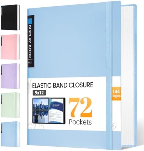 Sooez Art Portfolio 9"x12", 72 Pockets Large Portfolio Folder Display by Sooez
