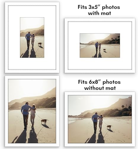 Americanflat 6x8 Picture Frame - Matted to 3x5 - Slim Molding - White - Image 4