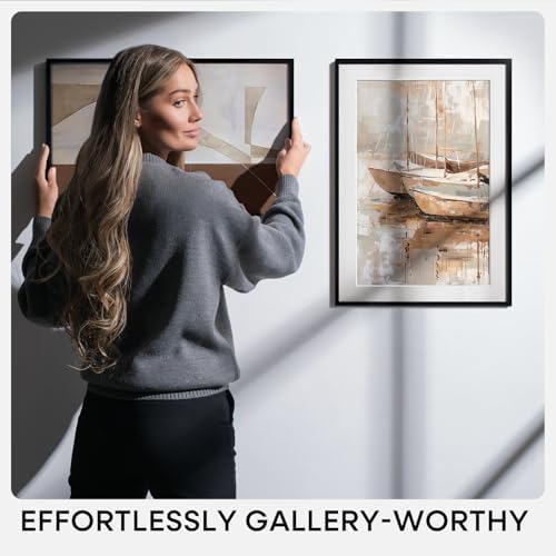 Homeforia A4 Black Picture Frame, High-End Metal, A5 Mat, Glass - Image 7