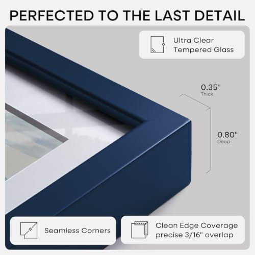 Homeforia A3 Blue Picture Frame, High-End Metal, A4 Mat, Glass - Image 6